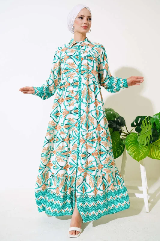 Viscose Dress with Oversized Buttons