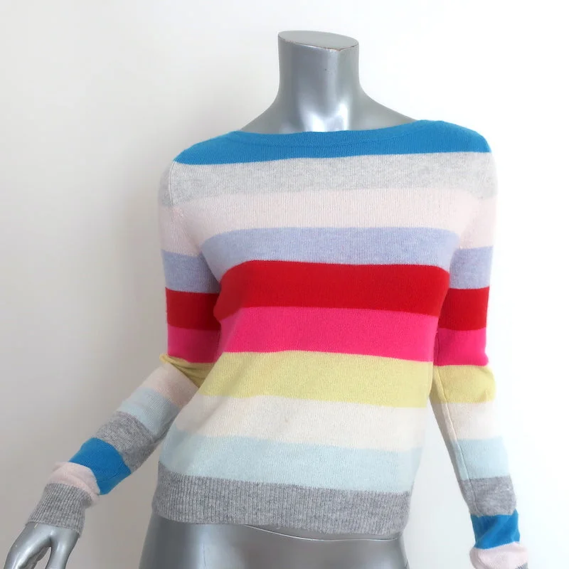Autumn Cashmere Rainbow Stripe Sweater Size Extra Small Boatneck Pullover Silk Blend Satin Velvet Autumn Cashmere Rainbow Stripe Sweater Size Extra Small Boatneck Pullover Silk Blend Satin Velvet