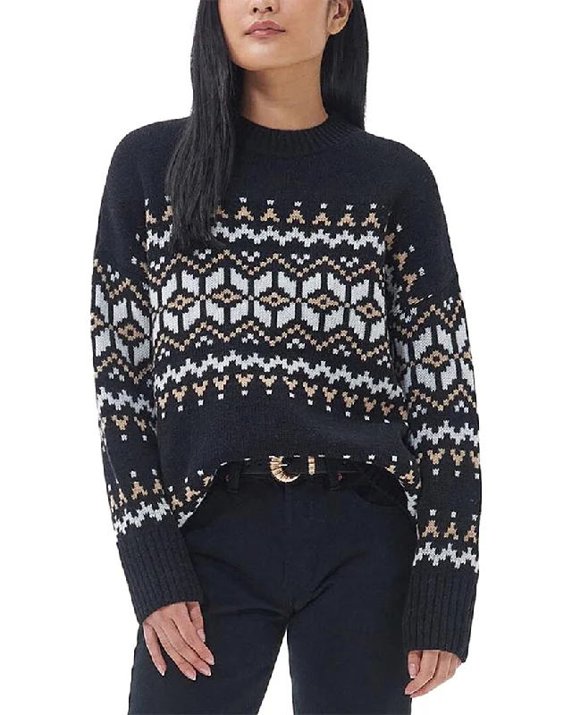 Barbour Wool-Blend Sweater Houndstooth Herringbone Solid