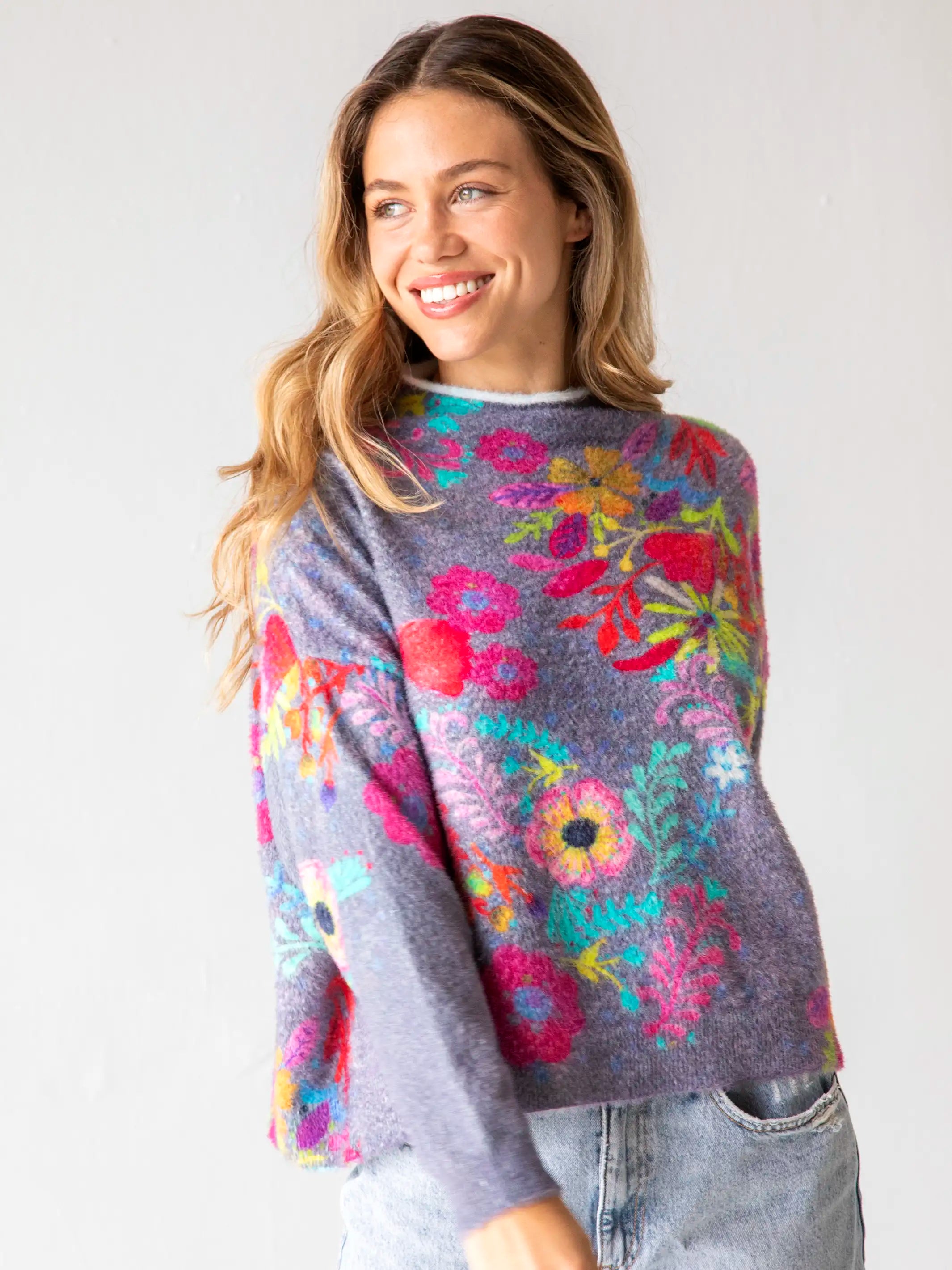 Cashmere-Like Mock Neck Sweater - Charcoal Pink Poppy Notch Collar Peter Pan Collar Cowl Neck Cashmere-Like Mock Neck Sweater - Charcoal Pink Poppy Notch Collar Peter Pan Collar Cowl Neck