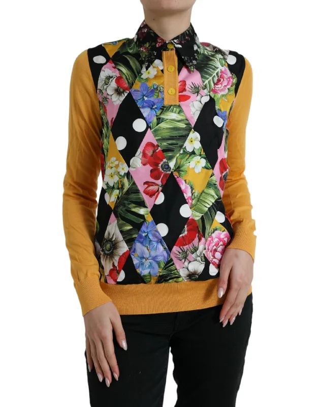 Dolce & Gabbana Elegant Patchwork Henley Silk Blend Sweater Chenille Blend Fleece Blend Nylon Blend Dolce & Gabbana Elegant Patchwork Henley Silk Blend Sweater Chenille Blend Fleece Blend Nylon Blend