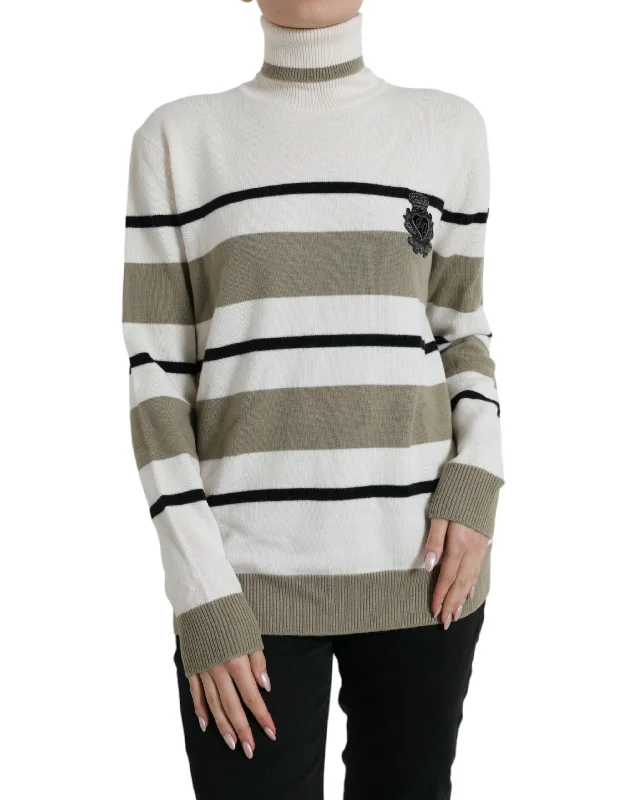 Dolce & Gabbana Italian Striped Wool Turtleneck Sweater Herringbone Houndstooth Plaid Dolce & Gabbana Italian Striped Wool Turtleneck Sweater Herringbone Houndstooth Plaid