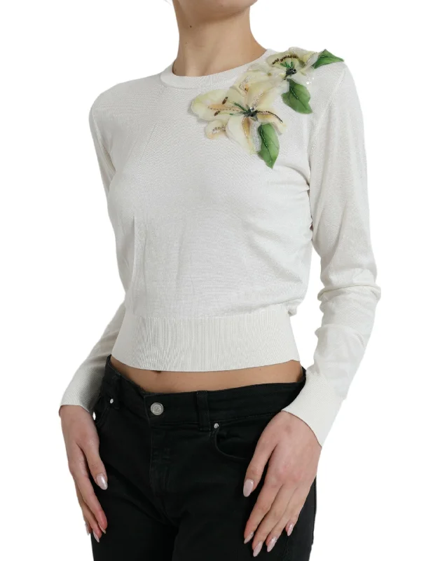 Dolce & Gabbana Silk Floral Applique Pullover Sweater Plaid Sweater Polka Dot Checkered Dolce & Gabbana Silk Floral Applique Pullover Sweater Plaid Sweater Polka Dot Checkered