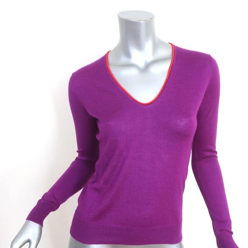 Etro V-Neck Sweater Purple Cashmere-Silk Size 38 Lace Blend Ribbed Blend Corduroy Blend Etro V-Neck Sweater Purple Cashmere-Silk Size 38 Lace Blend Ribbed Blend Corduroy Blend