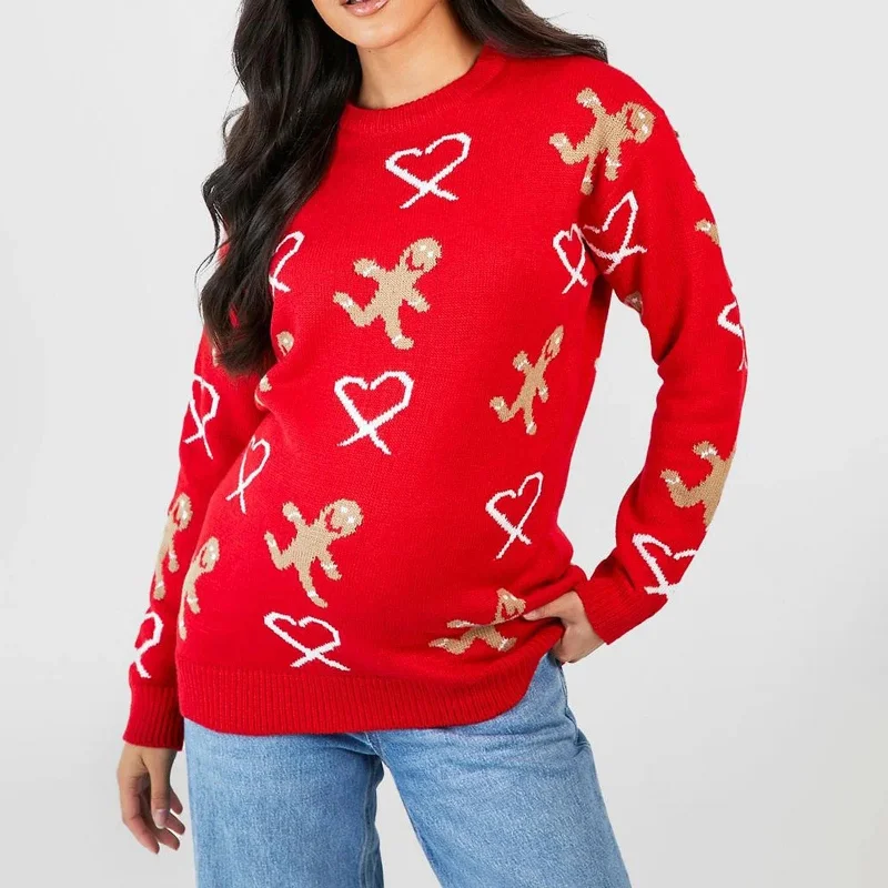 Gingerbread Christmas Sweater - Long Sleeve Casual Loose Fit Machine Wash Dry Clean Hand Wash Gingerbread Christmas Sweater - Long Sleeve Casual Loose Fit Machine Wash Dry Clean Hand Wash