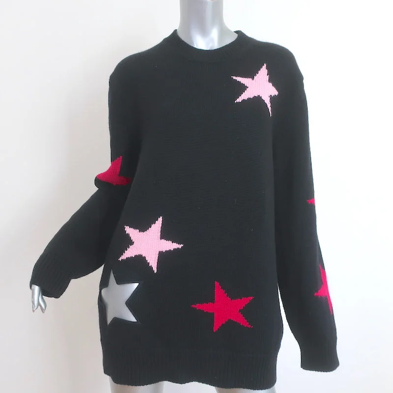 Givenchy Star Cutout Sweater Black & Pink Wool Size Medium Oversize Pullover Wool Fabric Cashmere Fabric Tweed Fabric Givenchy Star Cutout Sweater Black & Pink Wool Size Medium Oversize Pullover Wool Fabric Cashmere Fabric Tweed Fabric
