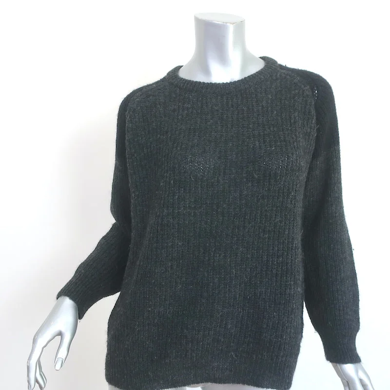 IRO Colorblock Sweater Piper Charcoal/Black Alpaca-Blend Ribbed Knit Size Medium Print Jacquard Patchwork IRO Colorblock Sweater Piper Charcoal/Black Alpaca-Blend Ribbed Knit Size Medium Print Jacquard Patchwork
