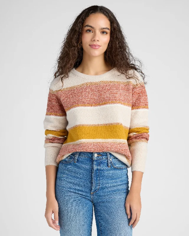 Marled Colorblock Sweater Embroidered Appliqued Beaded