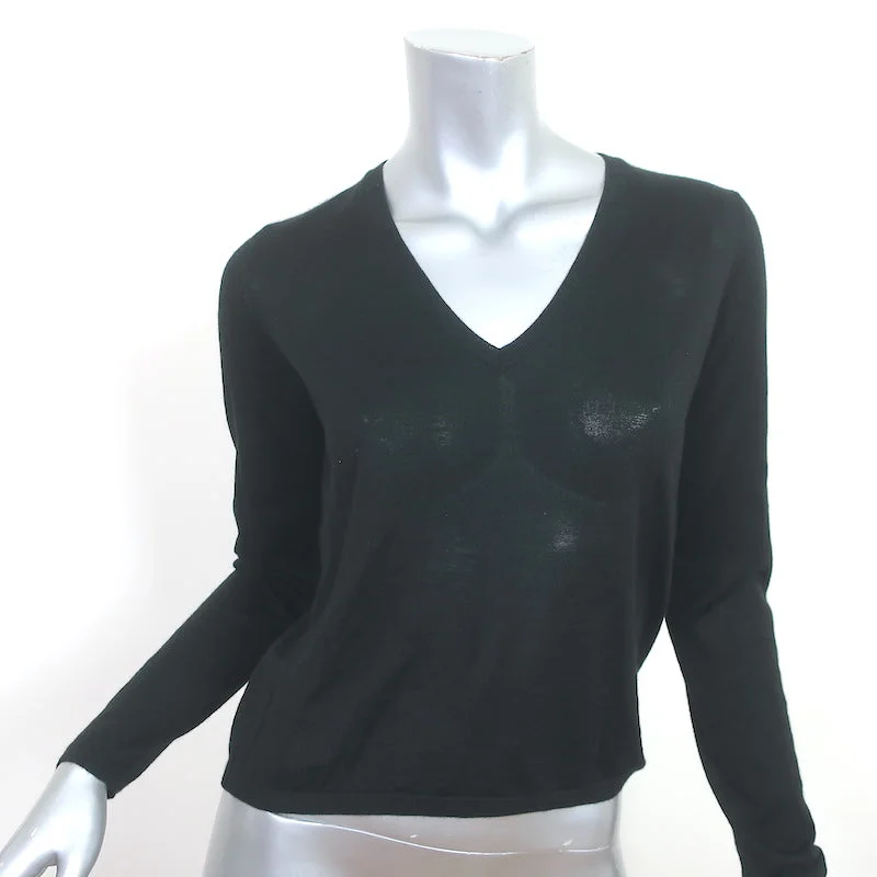 Nobili V-Neck Sweater Black Cashmere-Silk Size Large Handmade Hand-knitted Hand-woven Nobili V-Neck Sweater Black Cashmere-Silk Size Large Handmade Hand-knitted Hand-woven