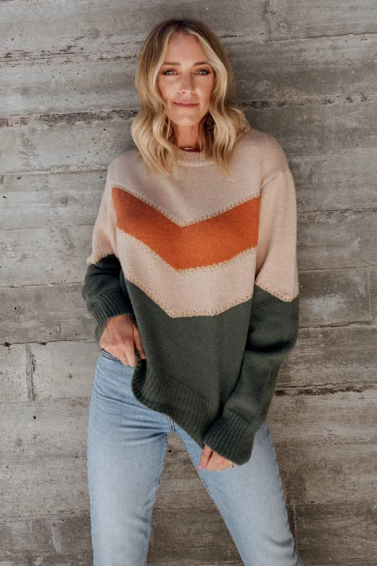 Rowen Color Block Sweater | Natural + Green Front Pockets Side Pockets Patch Pockets Rowen Color Block Sweater | Natural + Green Front Pockets Side Pockets Patch Pockets