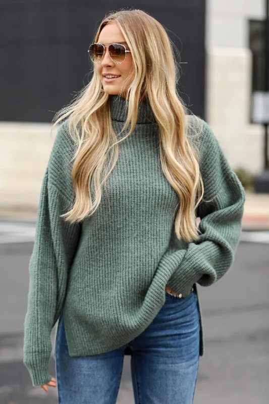 FINAL SALE - Stay Right There Sage Turtleneck Oversized Sweater Layered Multi-layer Single Layer FINAL SALE - Stay Right There Sage Turtleneck Oversized Sweater Layered Multi-layer Single Layer