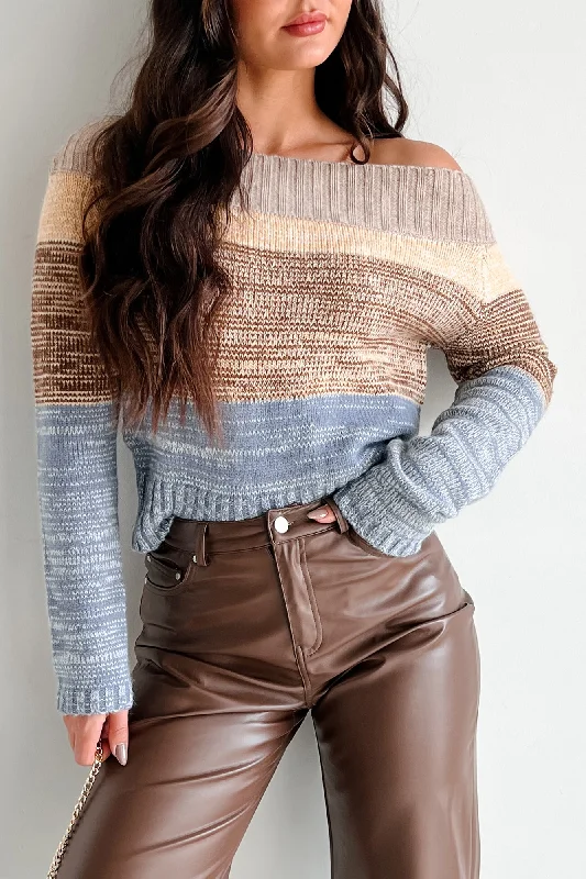 Sweetest Memories Colorblock Sweater (Taupe Combo) Spandex Blend Rayon Blend Denim Blend Sweetest Memories Colorblock Sweater (Taupe Combo) Spandex Blend Rayon Blend Denim Blend