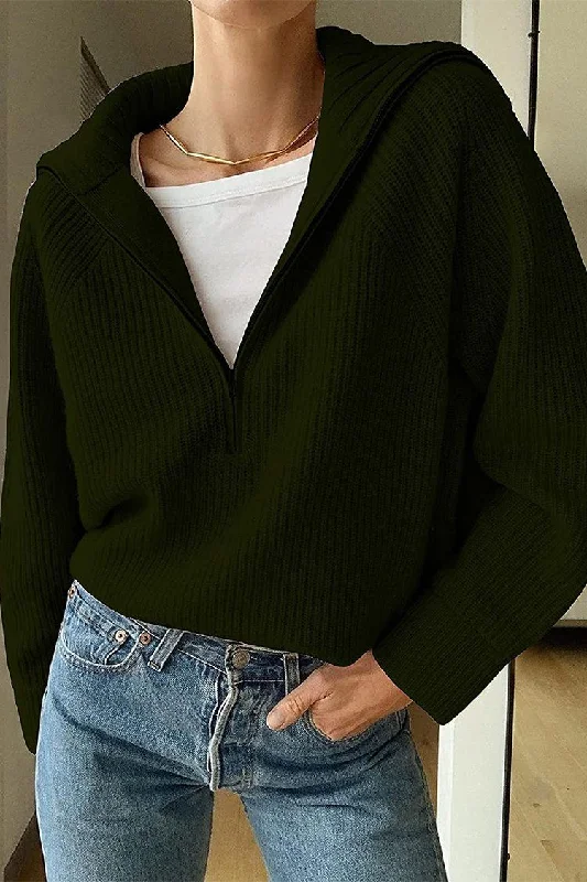 Long Sleeve Sweater Half Zip Stand Collar Pullover Oversized Sweater Striped Floral Plaid Long Sleeve Sweater Half Zip Stand Collar Pullover Oversized Sweater Striped Floral Plaid