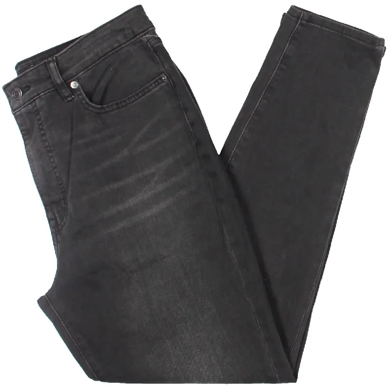 Womens Denim High Rise Straight Leg Jeans Cozy Relaxed Fit Jeans
