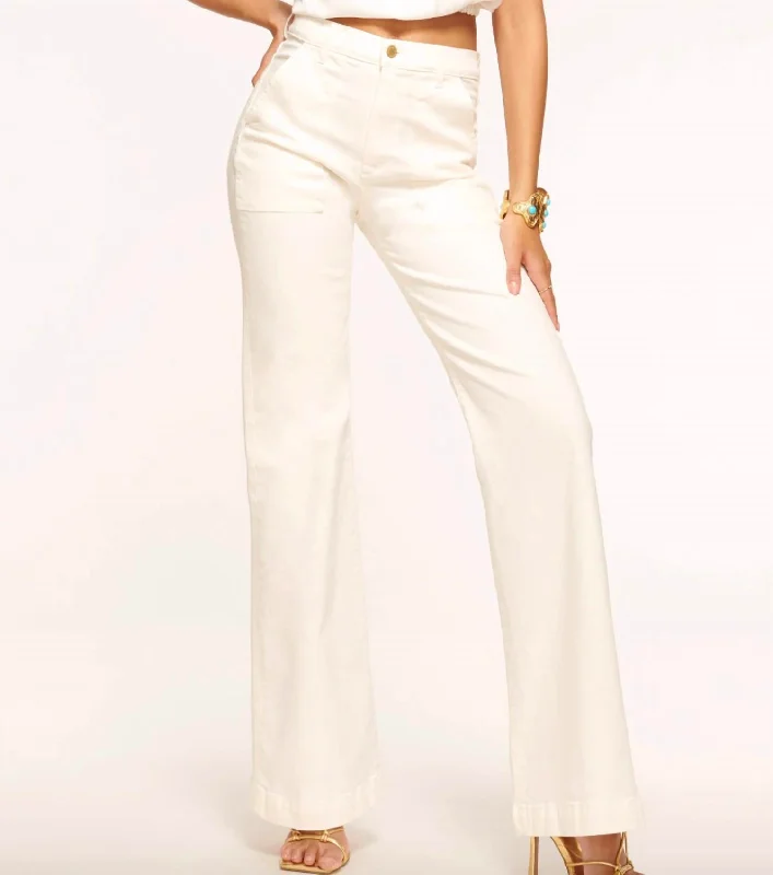 Clifford Wide Leg Jean In White Comfortable Zip-Up Skinny Jeans