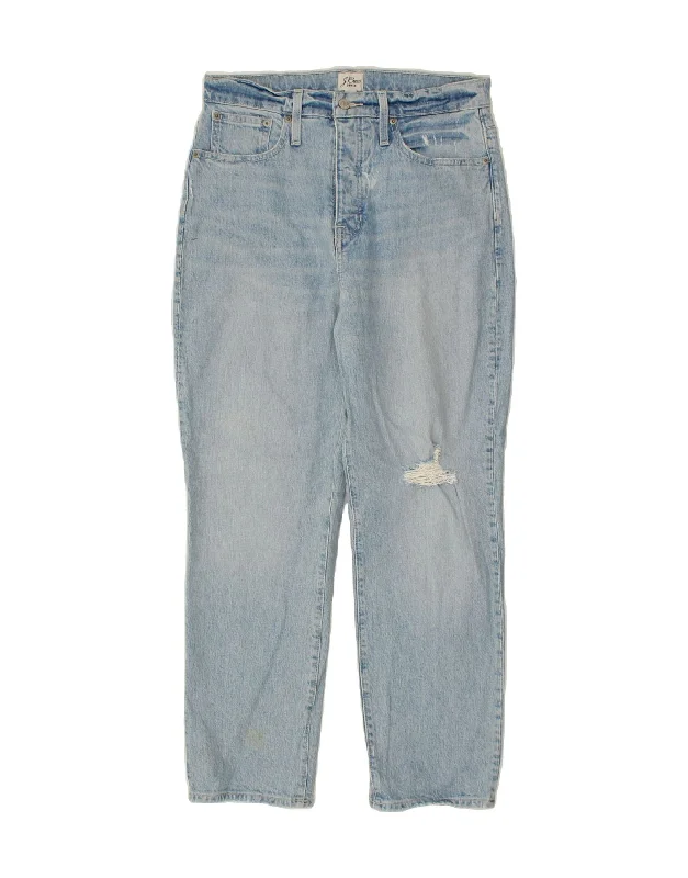 J. CREW Womens Distressed High Rise Tapered Jeans W29 L28  Blue Cotton Trendy Skinny High-Waist Jeans