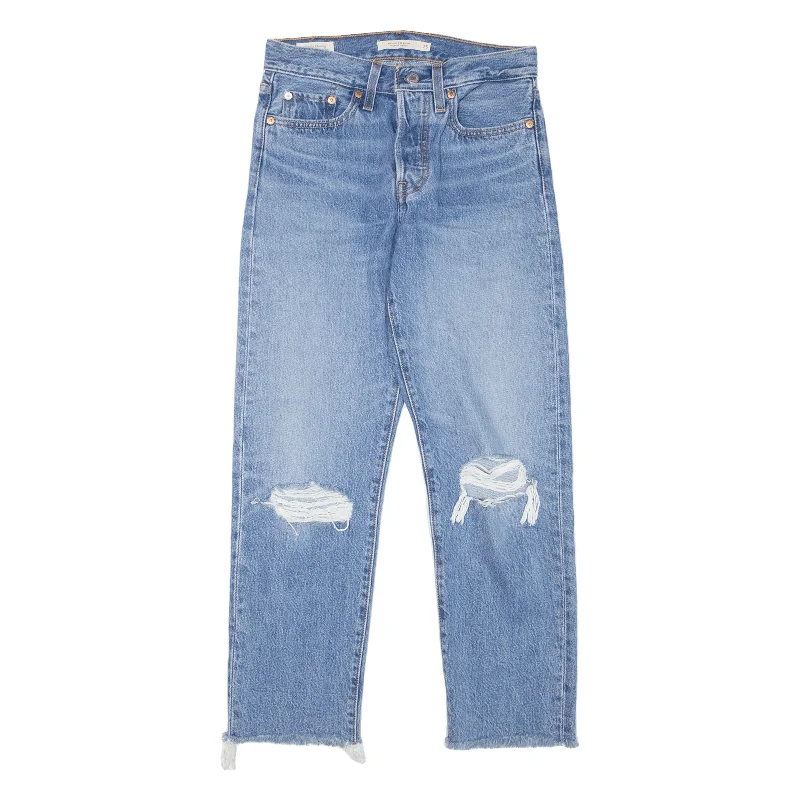 LEVI'S Wedgie BIG E Distressed Womens Jeans Blue Straight Stone Wash W25 L26 Stylish High-Rise Mom Jeans LEVI'S Wedgie BIG E Distressed Womens Jeans Blue Straight Stone Wash W25 L26 Stylish High-Rise Mom Jeans
