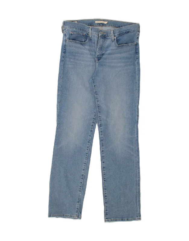 LEVI'S Womens 314 Shaping Straight Jeans W31 L32 Blue Cotton Fashionable Frayed Hem Denim LEVI'S Womens 314 Shaping Straight Jeans W31 L32 Blue Cotton Fashionable Frayed Hem Denim