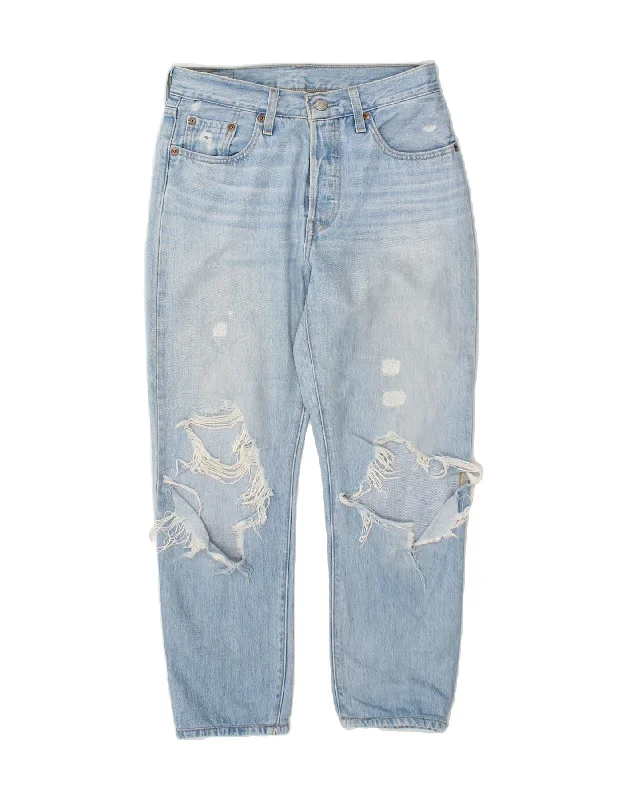 LEVI'S Womens 501 Distressed Loose Jeans W25 L28 Blue Cotton Cozy Tencel Blend Denim Jeans LEVI'S Womens 501 Distressed Loose Jeans W25 L28 Blue Cotton Cozy Tencel Blend Denim Jeans