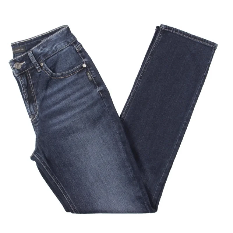 Silver Jeans Co. Womens High Rise Stretch Straight Leg Jeans Trendy Layered Pocket Jeans Silver Jeans Co. Womens High Rise Stretch Straight Leg Jeans Trendy Layered Pocket Jeans