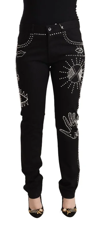 Valentino Cotton Mid Waist Embellished Slim Fit Women's Jeans Casual Distressed Skinny Jeans Valentino Cotton Mid Waist Embellished Slim Fit Women's Jeans Casual Distressed Skinny Jeans