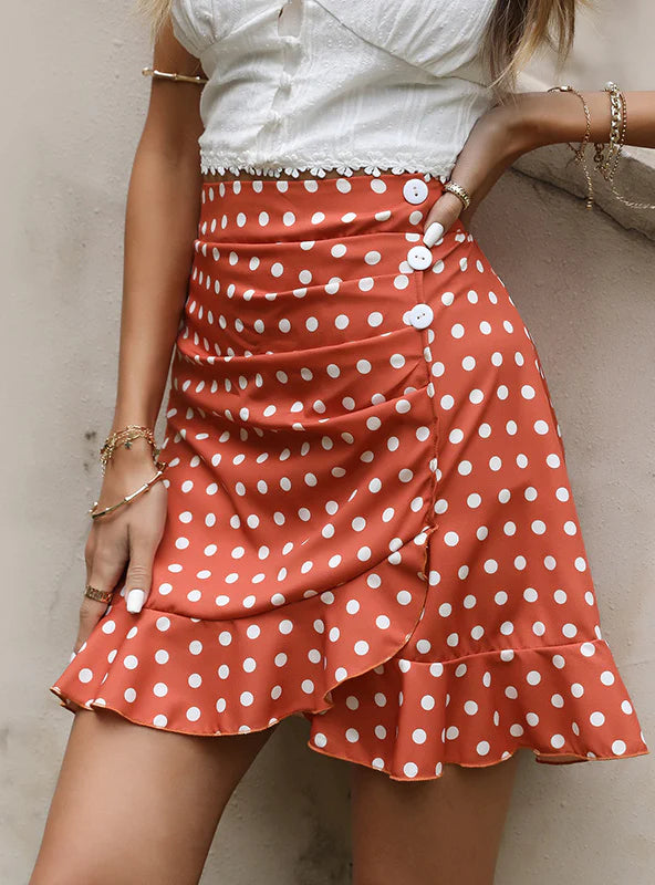 WOMEN POINT PLEATED SKIRT leather skirt sleek