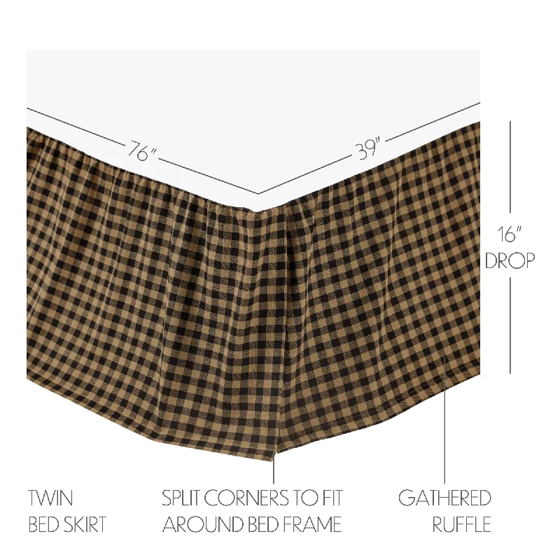 Black Check Twin Bed Skirt 39x76x16 modal blend skirt