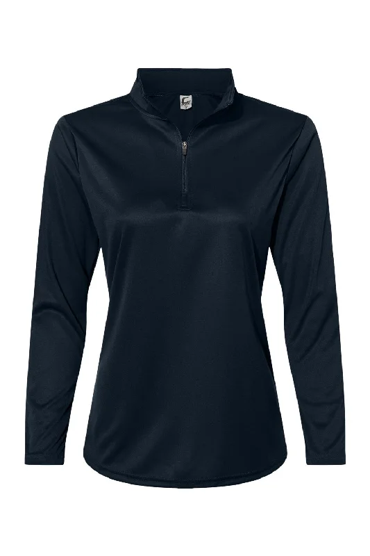 C2 Sport Womens Moisture Wicking 1/4 Zip Sweatshirt - Navy Blue - Closeout Hoodie with Strings Custom Fit Adjustable