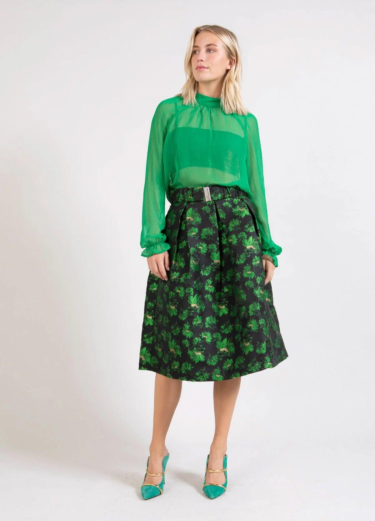 Coster Jacquard Skirt with Belt corduroy skirt cozy