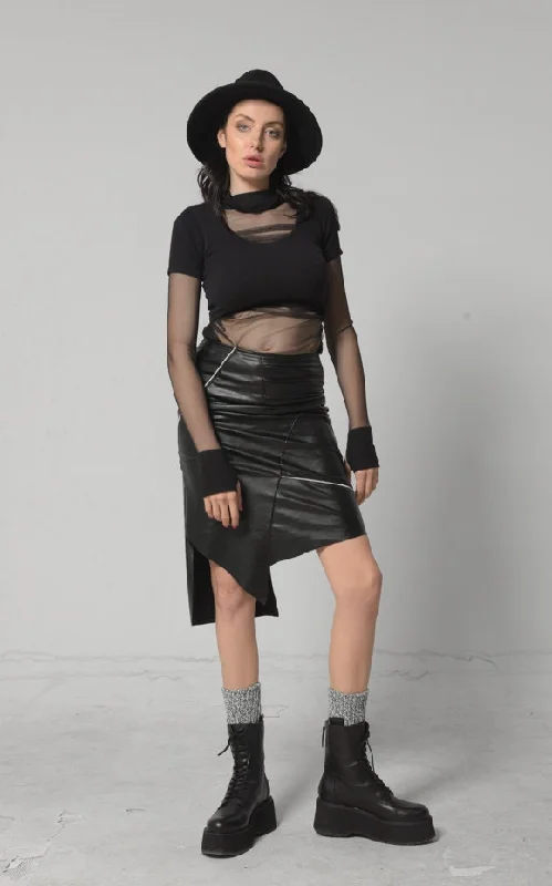 Vegan Leather Asymmetric Skirt velvet skirt rich
