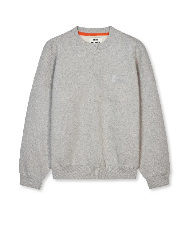 Organic Sweat Atli Sweatshirt, Light Grey Melange Hoodie with Drawcord Adjustable Secure Organic Sweat Atli Sweatshirt, Light Grey Melange Hoodie with Drawcord Adjustable Secure