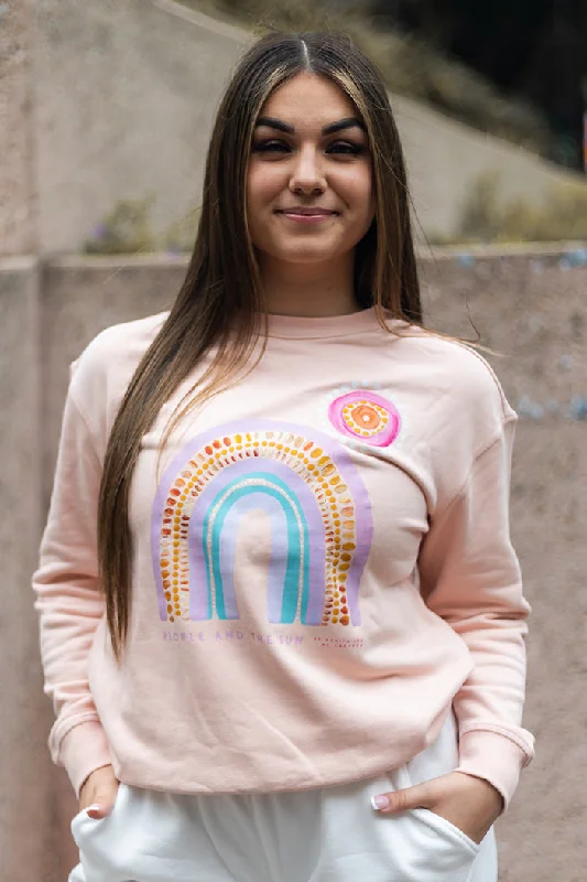 People And The Sun Pale Pink Cotton Blend Crew Neck Women's Sweatshirt Hoodie with Drawstring Waist Adjustable Fitted People And The Sun Pale Pink Cotton Blend Crew Neck Women's Sweatshirt Hoodie with Drawstring Waist Adjustable Fitted