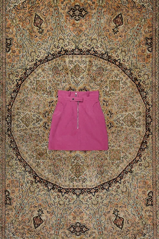 DOUBLE-BELTED MINI SKIRT (PINK) corduroy skirt textured