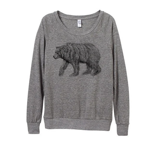 Women's Classic Bear Sweatshirt Hoodie Jacket Zipper Layering
