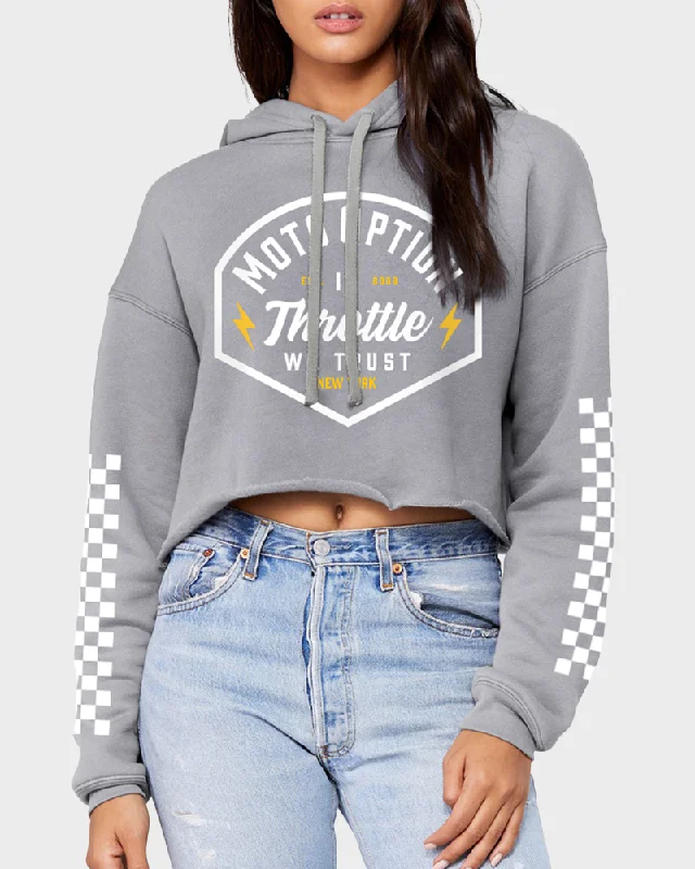WOMENS STUNNER HOODIE - GRAY Hoodie with Hem Elastic Stretchable Comfortable